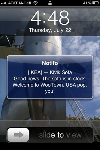 example notifo notification on iPhone